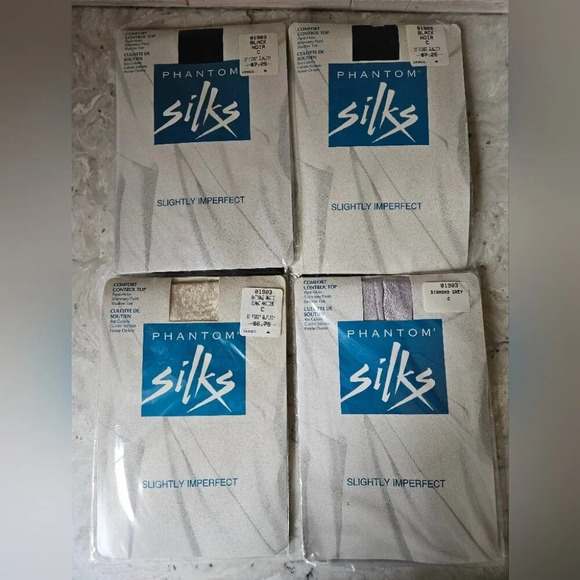 4 Packs of Phantom Comfort Control Top Silks/Pantihose/Tights Shimery Shadow Toe - Picture 2 of 6